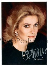 7t834 CATHERINE DENEUVE signed color 4.25x6 REPRO still '80s the beautiful French actress!