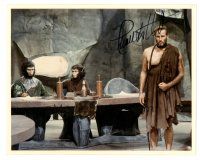7t541 CHARLTON HESTON signed color 8x10 REPRO still '90s in a scene from Planet of the Apes!