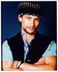 7t543 CHRISTIAN SLATER signed color 8x10 REPRO still '00s standing & wearing awesome hat!