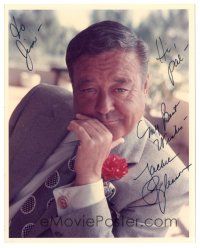 7t634 JACKIE GLEASON signed color 8x10 REPRO still '80s great close portrait all dressed up!