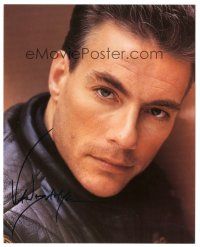 7t654 JEAN-CLAUDE VAN DAMME signed color 8x10 REPRO still '00s close up wearing leather jacket!