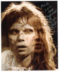 7t716 LINDA BLAIR signed color 8x10 REPRO still '90s as possessed girl from the Exorcist!