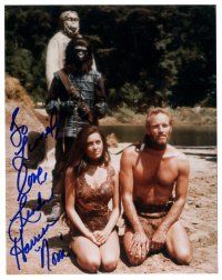 7t718 LINDA HARRISON signed color 8x10 REPRO still '70 with Charlton Heston in Planet of the Apes!