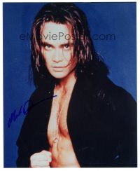 7t731 MARK DACASCOS signed color 8x10 REPRO still '00s close up with open shirt in fight pose!