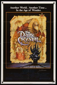 7t078 DARK CRYSTAL signed 1sh '82 by both Jim Henson AND Gary Kurtz, Richard Amsel fantasy art!