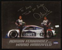 7t187 ADRIAN FERNANDEZ 2-sided signed promotional ad '06 with Mario Habereld for Lowe's credit card