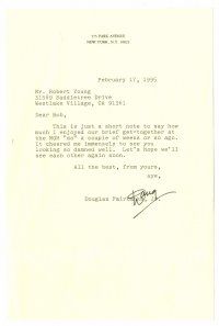 7t439 DOUGLAS FAIRBANKS JR signed letter '95 written to Robert Young after they got together!