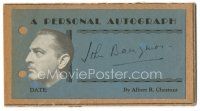 7t483 JOHN BARRYMORE signed 2.75x5.5 card '30s can be framed with a repro still!