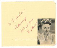 7t498 MARTHA VICKERS signed 4.5x5.5 album page '40s can be framed & displayed with a repro!
