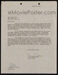 7t155 MARY ASTOR signed letter '37 endorsing a fur company in return for a fur of substantial value