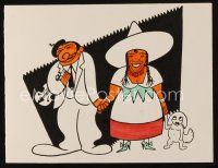 7t438 XAVIER CUGAT signed greeting card '40s by him and his wife on a self-made greeting card!