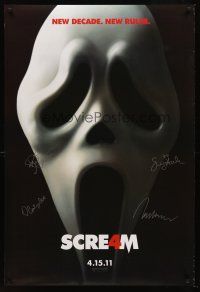 7t051 SCREAM 4 signed DS teaser 1sh '11 by Wes Craven, Courteney Cox, David Arquette AND Lucy Hale!