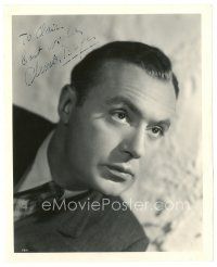 7t265 CHARLES BOYER signed 8x10 still '40s head & shoulders portrait of the intense actor!