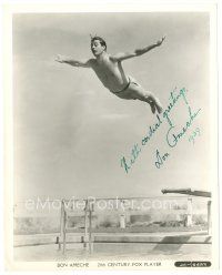 7t276 DON AMECHE signed 8x10 still '39 doing a dive into swimming pool in Palm Springs, California!