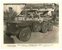 7t278 DON 'RED' BARRY signed 8x10 still '42 riding in jeep from Remember Pearl Harbor!
