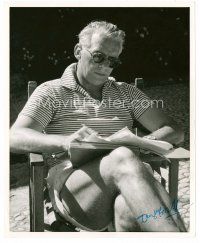 7t281 DOUGLAS FAIRBANKS JR signed 8x10 still '58 studying his script while sun tanning!