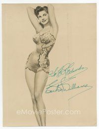 7t288 ESTHER WILLIAMS signed deluxe 8.5x11 still '50s full-length art in sexy bathing suit!