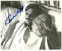 7t364 OMAR SHARIF signed 8x10 still '65 in bed with sleeping Julie Christie from Doctor Zhivago!