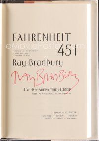 7t016 RAY BRADBURY signed hardcover book '93 Fahrenheit 451 40th Anniversary Edition!