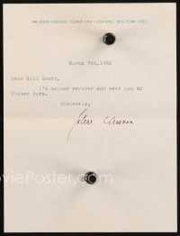 7t154 JOHN CHEEVER signed letter '82 written to a friend on his own stationery!