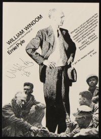 7t198 WILLIAM WINDOM signed flyer '86 promoting his one-man show about Ernie Pyle!