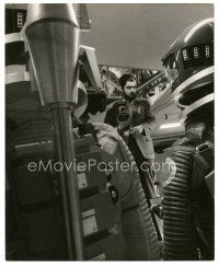 7w055 2001: A SPACE ODYSSEY candid 8x9.75 still '68 Stanley Kubrick examines the set close up!