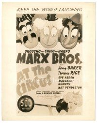 7w201 AT THE CIRCUS 8x10 still '39 cool artwork of the Marx Brothers by Al Hirschfeld!