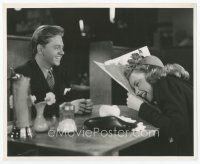 7w059 BABES ON BROADWAY candid 8x10 still '41 Mickey Rooney tells Judy Garland a joke on set!