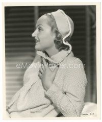 7w246 CAROLE LOMBARD 8x10 still '34 c/u wearing cool outfit when she appeared in Now & Forever!