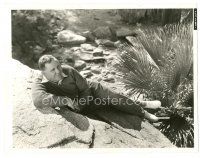 7w066 CHARLES LAUGHTON candid 8x10 key book still '30s great portrait relaxing on rocks outdoors!