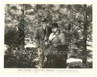 7w262 CLOAK & DAGGER 8x10 still '46 Gary Cooper in forest with J. Edward Bromberg pointing gun!