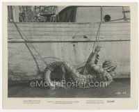 7w275 CREATURE FROM THE BLACK LAGOON 8x10 still '54 great image of creature on rope boarding boat!
