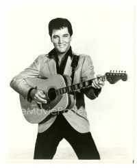 7w310 DOUBLE TROUBLE 8x10 still '67 close up of Elvis Presley performing w/guitar!