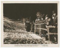 7w007 INVISIBLE MAN 8x10 still R1947 James Whale, H.G. Wells, police lined up by fence look for him!