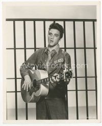 7w435 JAILHOUSE ROCK deluxe 8x10 still '57 great image of Elvis Presley playing guitar behind bars!