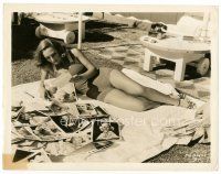 7w084 JOAN CRAWFORD candid 8x10 still '30s in bathing suit on lawn with 2,000 fan letters per week!
