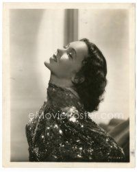 7w528 MAUREEN O'SULLIVAN deluxe 8x10 still '30s cool close up wearing shimmering sequined gown!