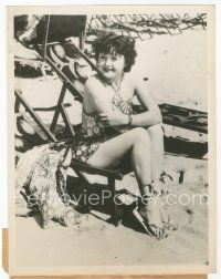 7w555 NANCY CARROLL 6.5x8.5 news photo '20s close up of the adorable star in swimwear on beach!