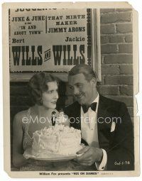 7w562 NIX ON DAMES 8x10 still '29 great c/u of Mae Clarke & Robert Ames holding wedding cake!