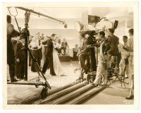7w098 NO MORE LADIES candid 8x10 still '35 Joan Crawford & Robert Montgomery with cameras & crew!