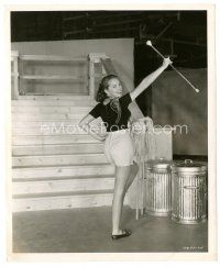 7w117 TWO TICKETS TO BROADWAY candid 8x10 still '51 full-length Janet Leigh baton twirling on set!