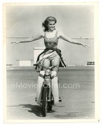 7w119 VIVA LAS VEGAS candid 8x10 still '64 great image of sexy Ann-Margret stunting on moped!