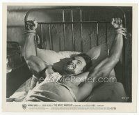 7w754 WHITE WARRIOR 8x10 still '61 close up of strongman Steve Hercules Reeves tied to bed!