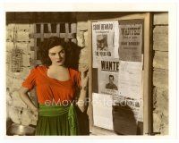 7w156 OUTLAW color 8x10 still '46 Howard Hughes, close up of sexy Jane Russell by wanted posters!