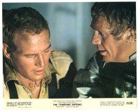 7w174 TOWERING INFERNO color ItalUS 8x10 still '74 great close up of Steve McQueen & Paul Newman!