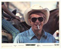 7w148 JUNIOR BONNER 8x10 mini LC #4 '72 rodeo cowboy Steve McQueen smiling in hat w/cigarette!