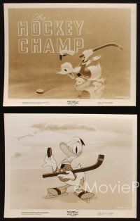 7x763 HOCKEY CHAMP 4 8x10 stills '39 wacky cartoon images of Donald Duck playing ice hockey!