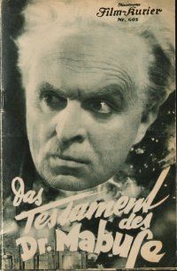 7y071 TESTAMENT OF DR. MABUSE Austrian program '33 Fritz Lang's psychotic criminal genius!