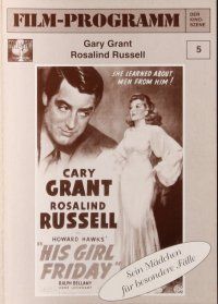 7y263 HIS GIRL FRIDAY German program R80s Howard Hawks, Cary Grant, Rosalind Russell, different!