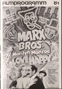 7y322 LOVE HAPPY German program '81 different images & art of Marx Brothers & sexy Marilyn Monroe!